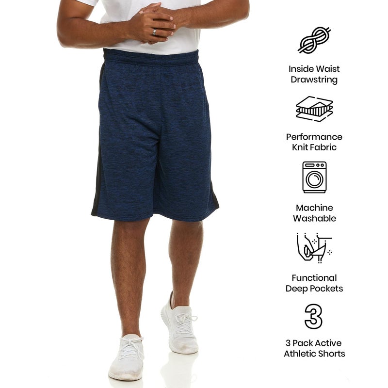 Essential Elements Athletic Shorts for Men - Men's Basketball Shorts - Sports Shorts for Workout, Gym, Running (3 Pack/Set A, Large) - Image 4